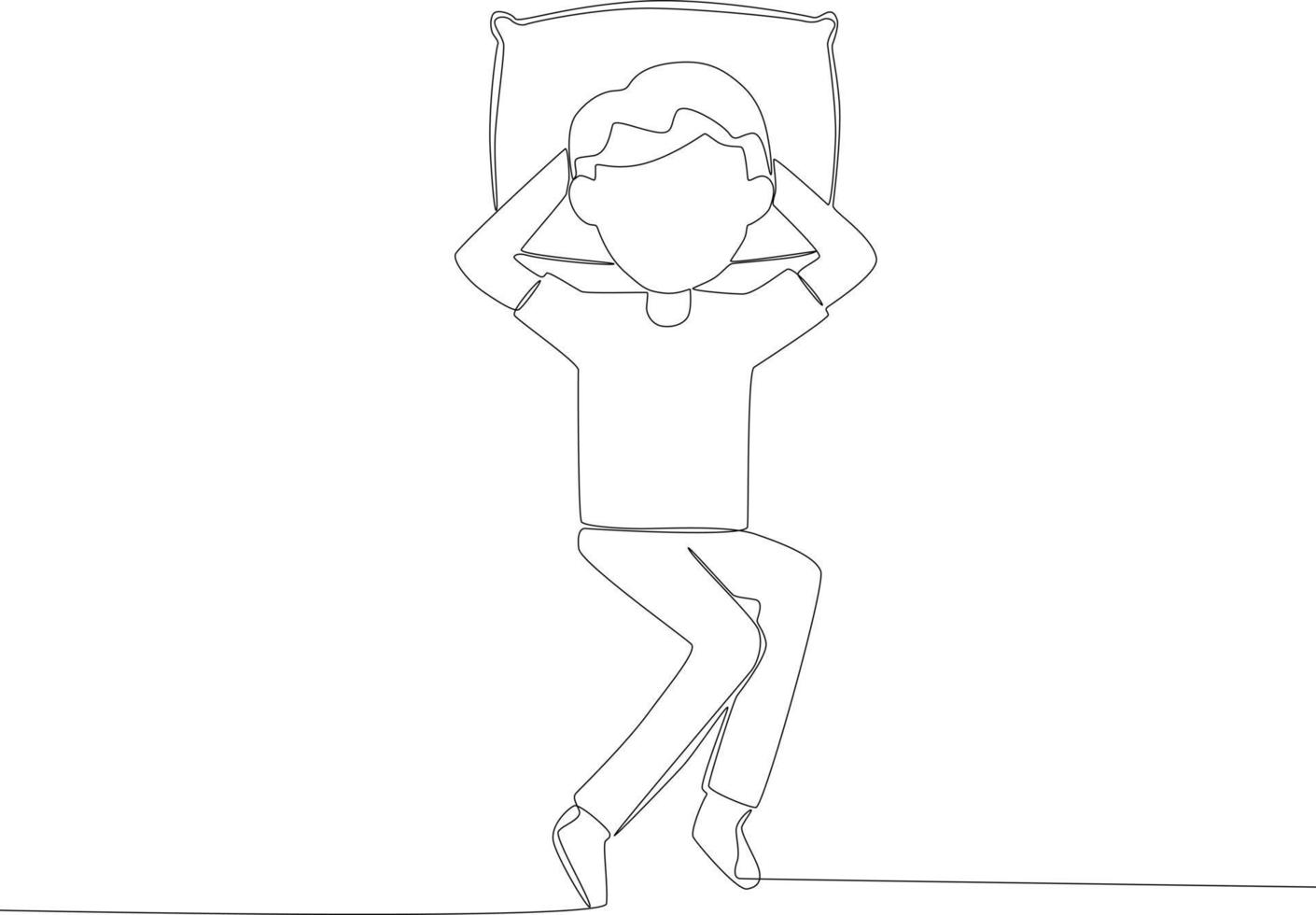 A sleeping boy squeezed his hands with his head vector