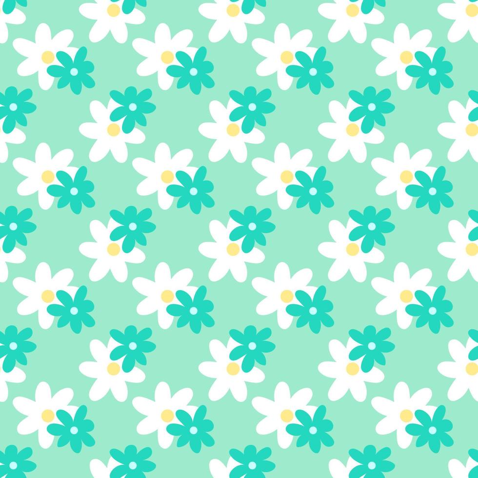 Pattern seamless with blue and white flowers. Spring or summer design for postcard, wrapping paper, textile, wallpaper. vector