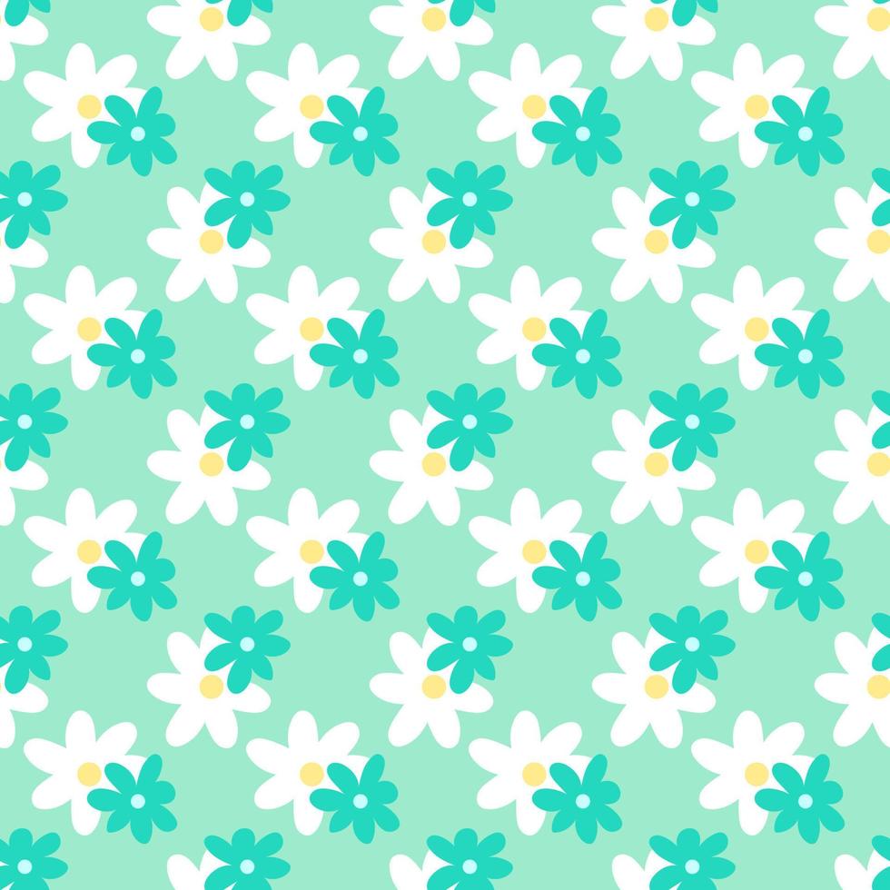 modelo sin costura con azul y blanco flores primavera o verano diseño para tarjeta postal, envase papel, textil, fondo de pantalla. vector