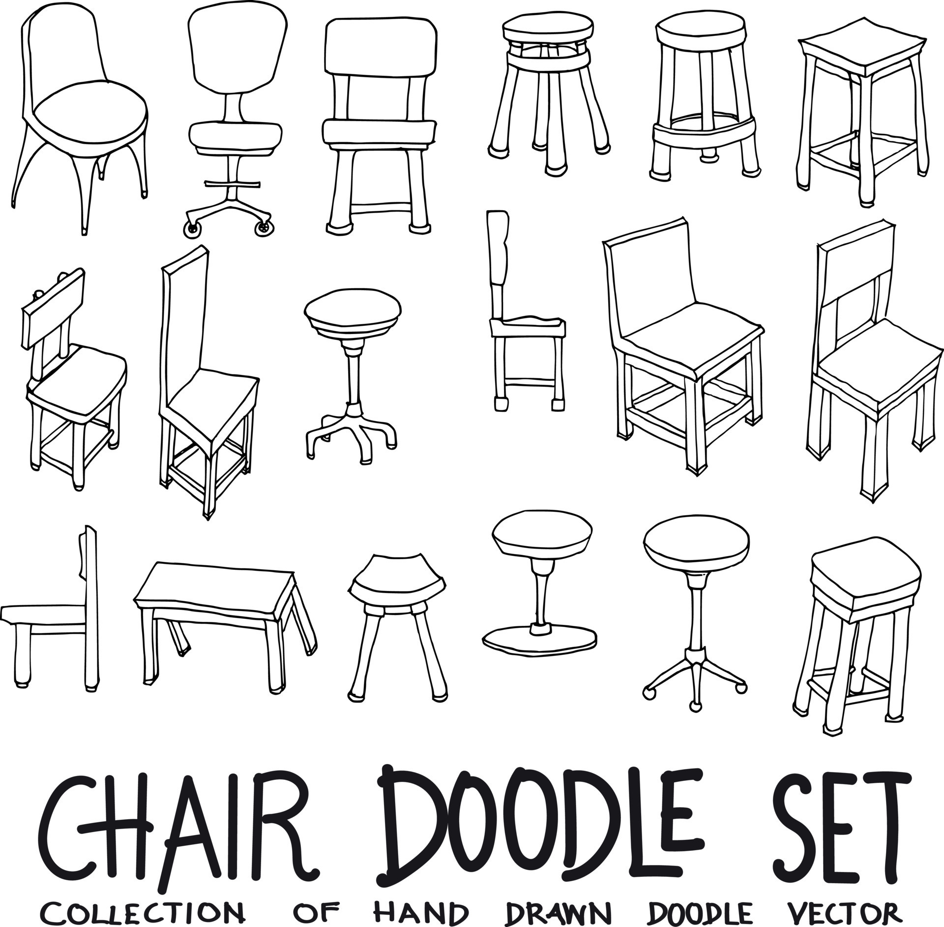 Chair doodle set 22800800 Vector Art at Vecteezy