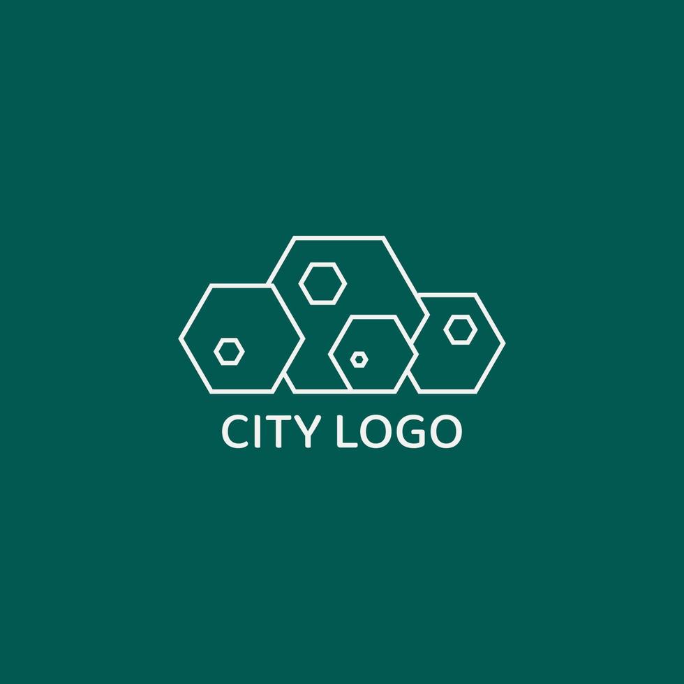 City house logo with hexagon shape. vector