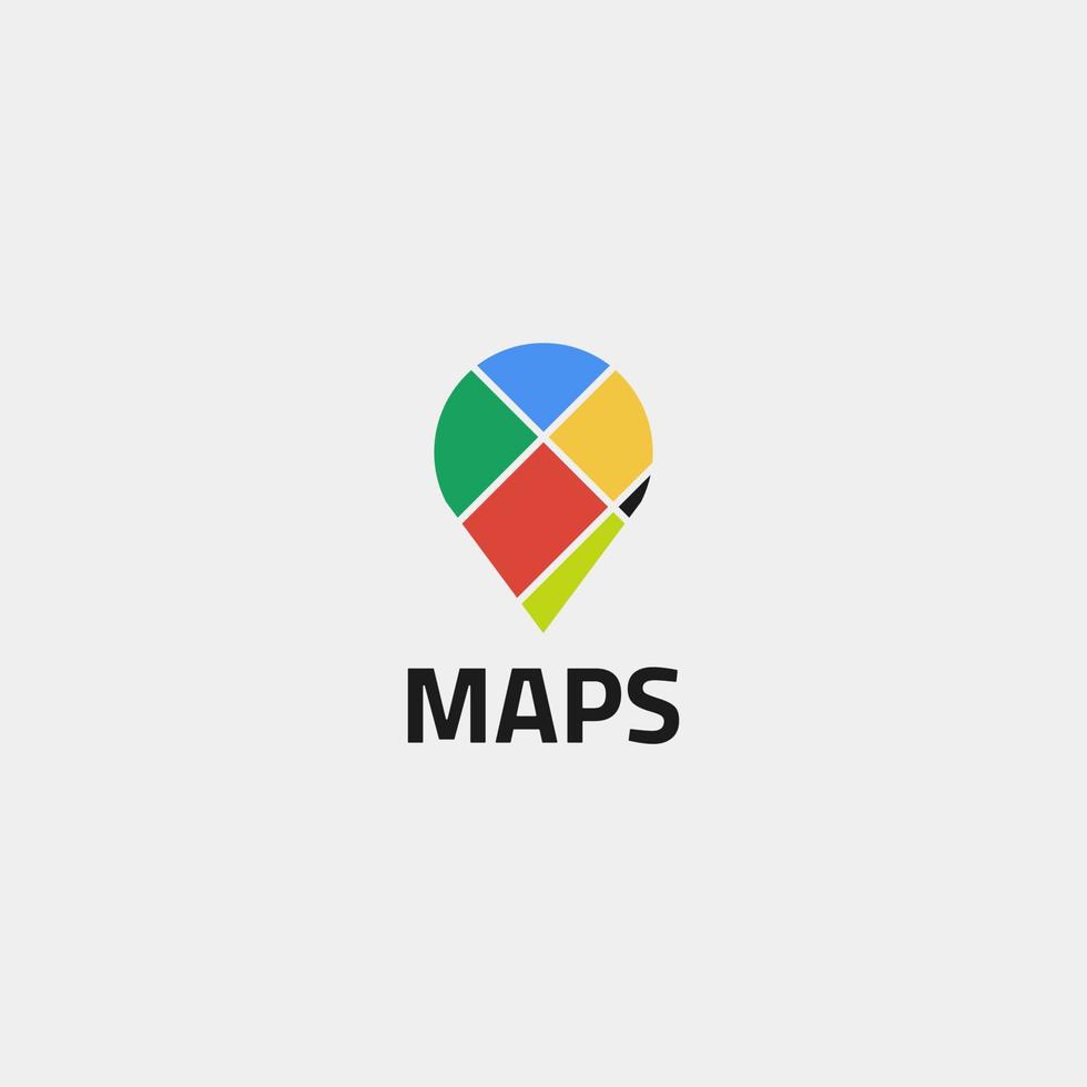 Combined pin and map logo. vector