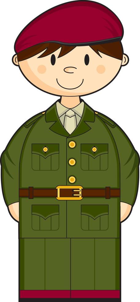 Cartoon British Army Soldier Military History Illustration vector