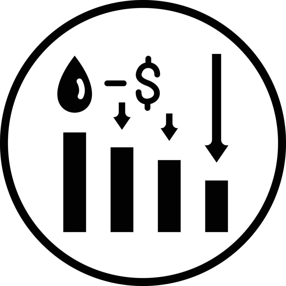 petróleo precio disminución vector icono diseño