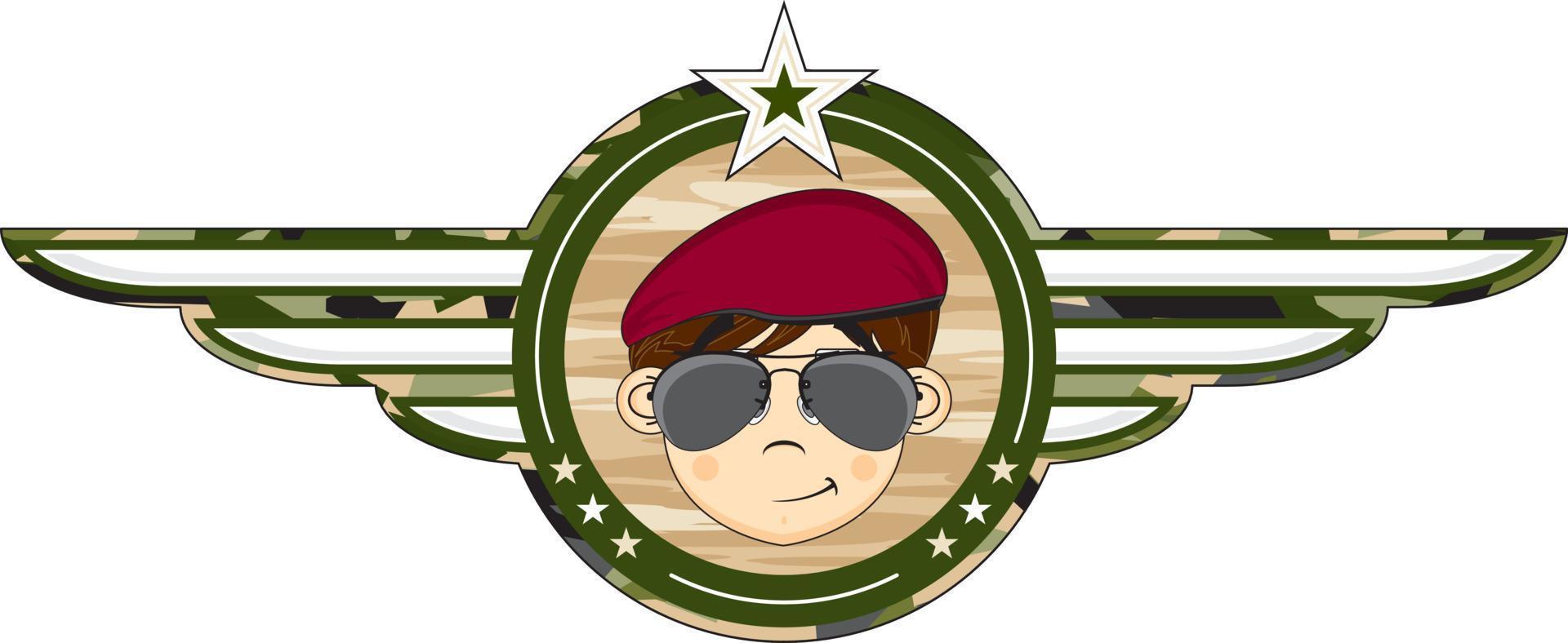 Cartoon Army Paratrooper in Sunglasses Soldier Military History Illustration vector