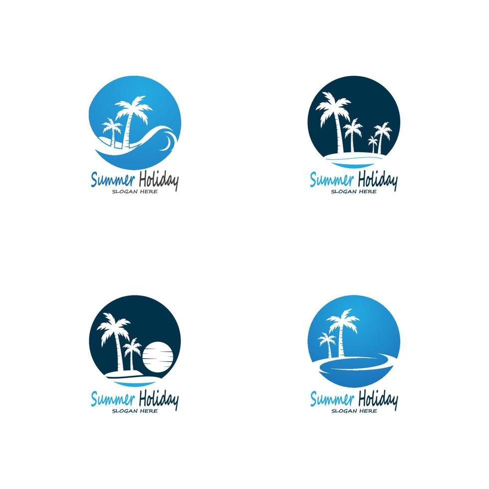 Palm Trees Summer Holidays Logo Design Vector Template Illustration