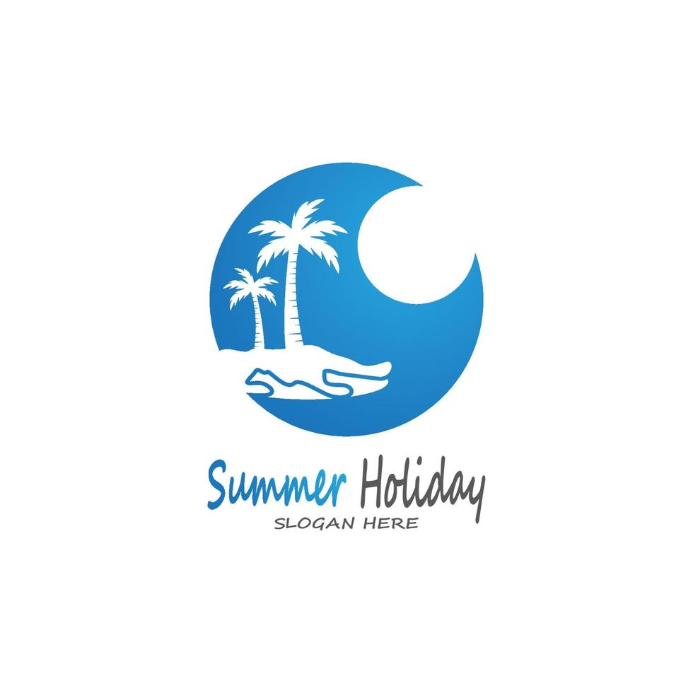 Palm Trees Summer Holidays Logo Design Vector Template Illustration