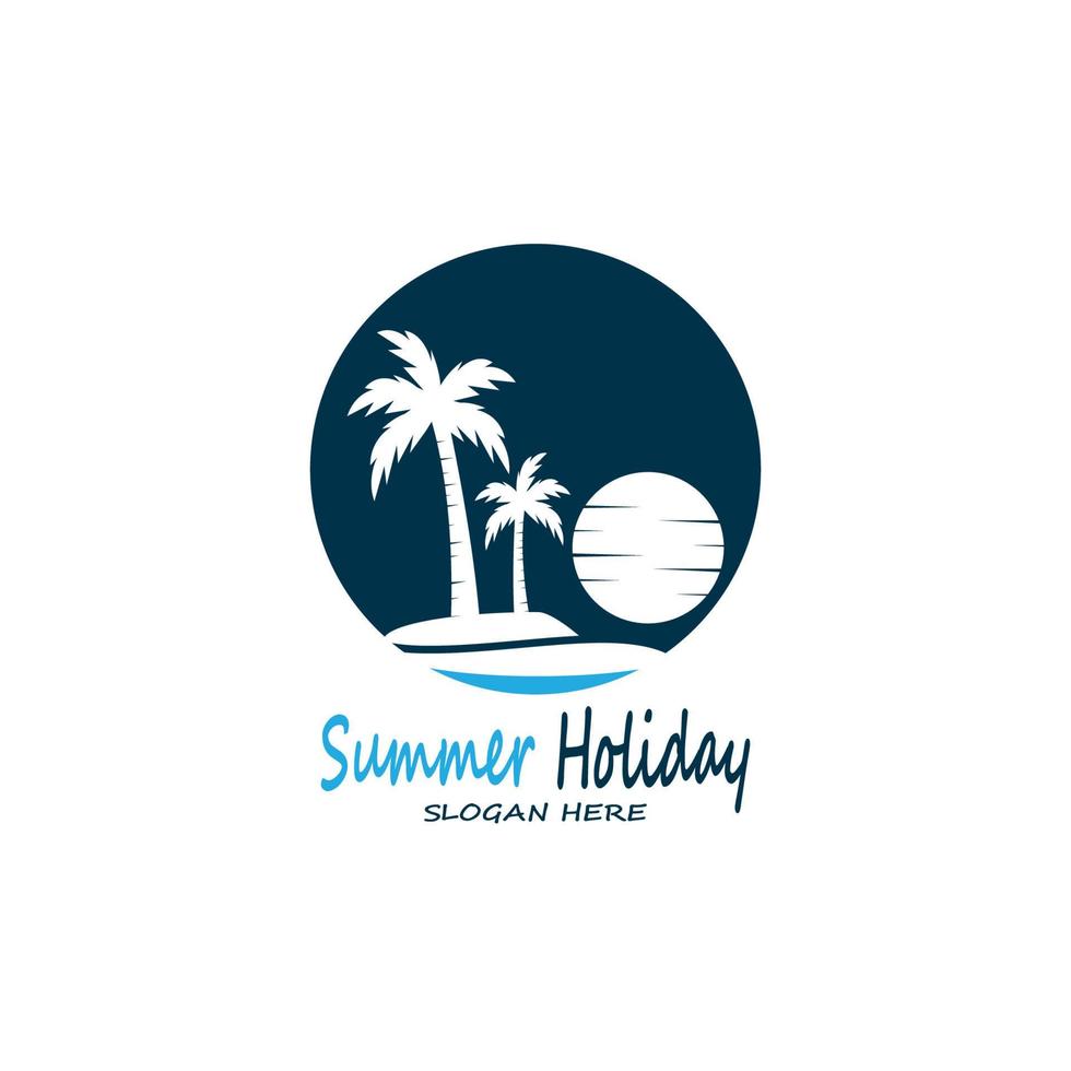 Palm Trees Summer Holidays Logo Design Vector Template Illustration