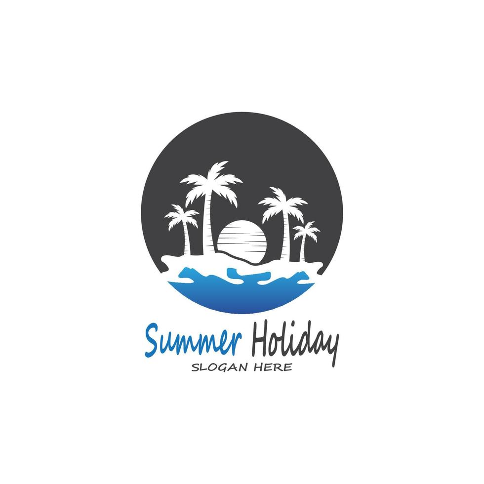 Palm Trees Summer Holidays Logo Design Vector Template Illustration