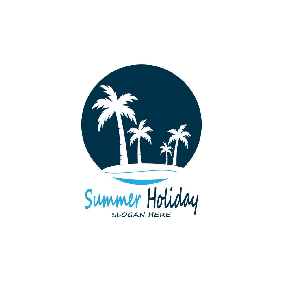 Palm Trees Summer Holidays Logo Design Vector Template Illustration