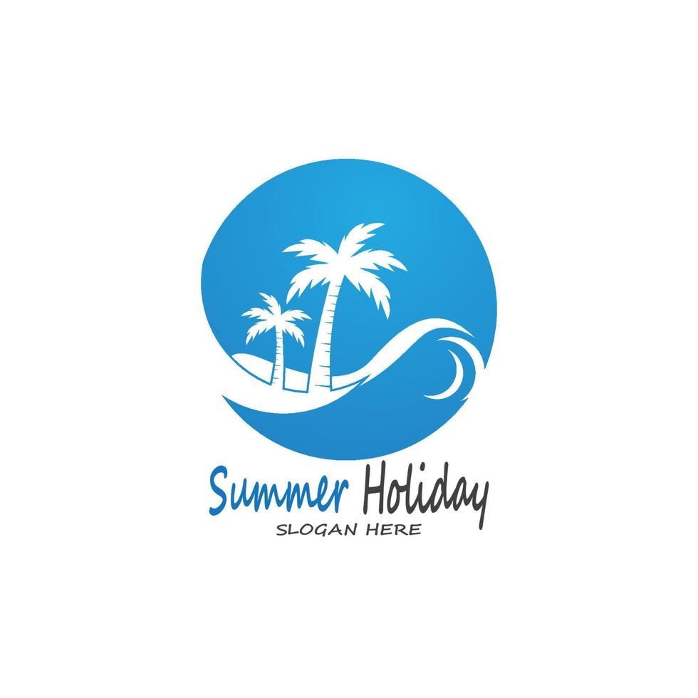 Palm Trees Summer Holidays Logo Design Vector Template Illustration