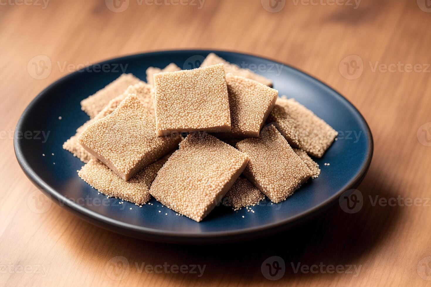 Homemade oatmeal cookies with almonds on a wooden background. photo