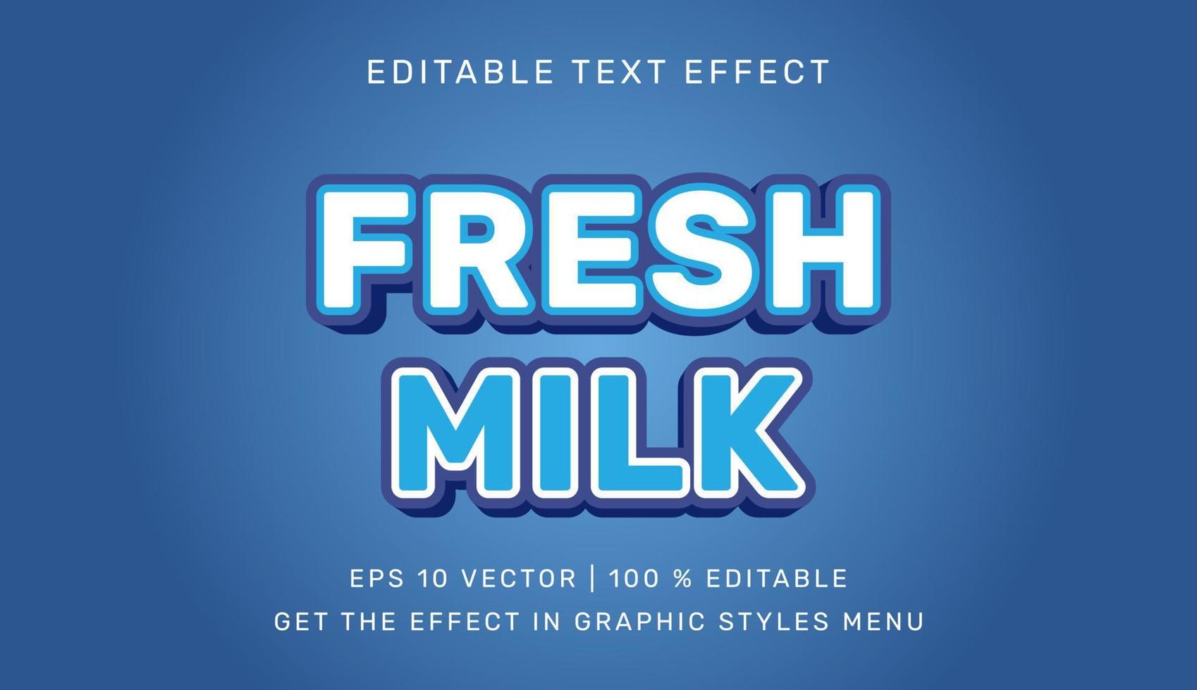 Vector illustration of Fresh milk 3d text effect template