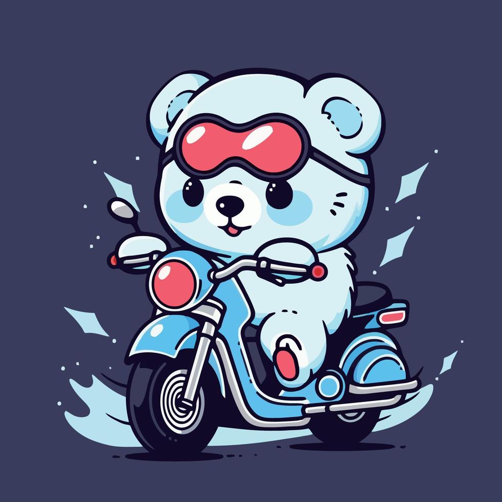 Bear on a motorcycle cartoon character vector