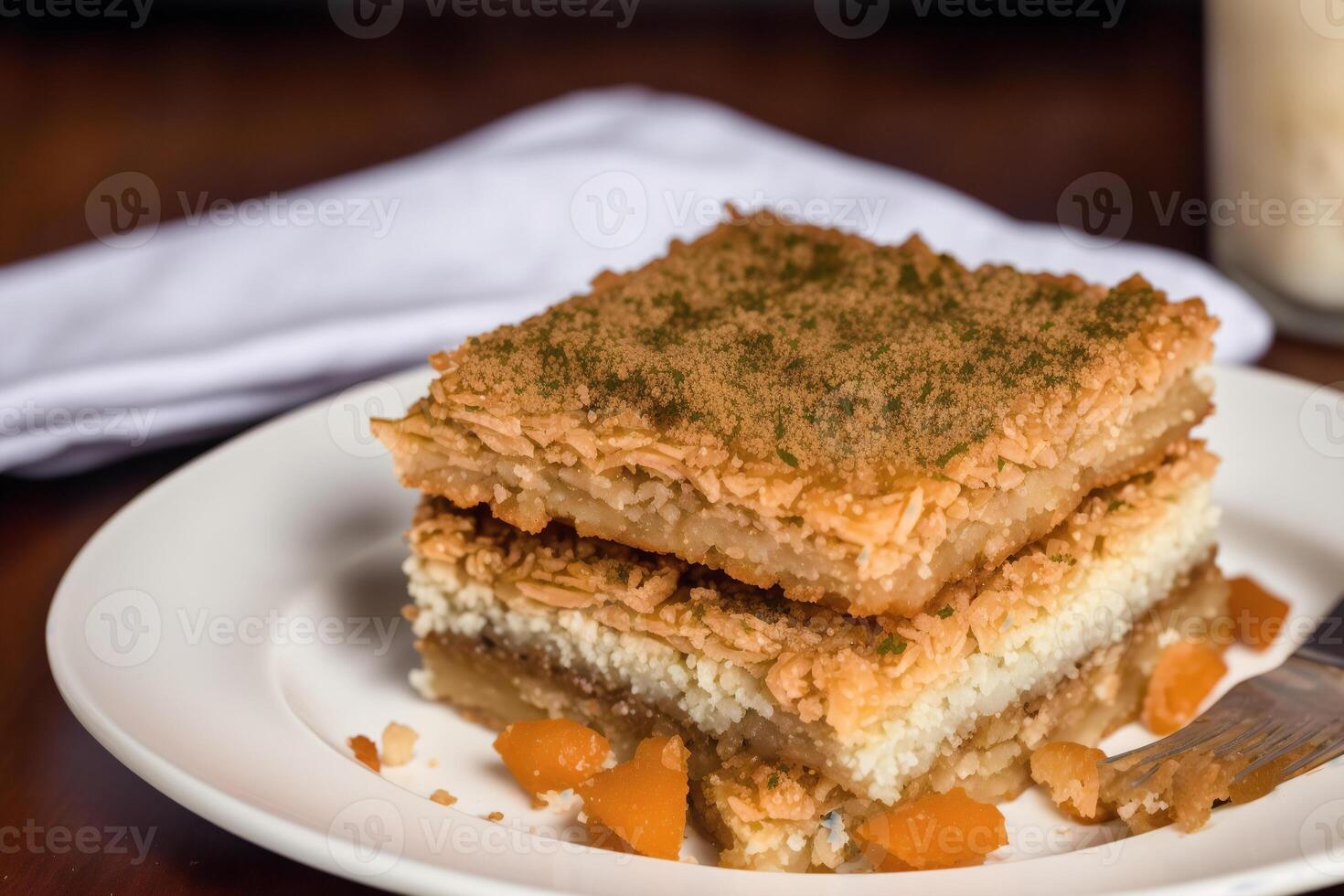 Traditional turkish dessert baklava with cashew, walnuts. Homemade baklava with nuts and honey. photo