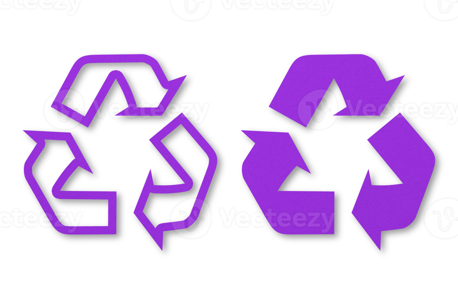 Purple paper punched into recycled shapes isolated on transparent background. png