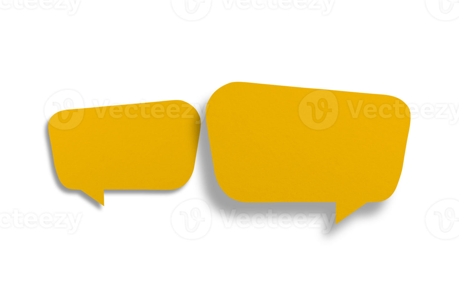 Speech balloon shaped yellow paper isolated on transparent background. png