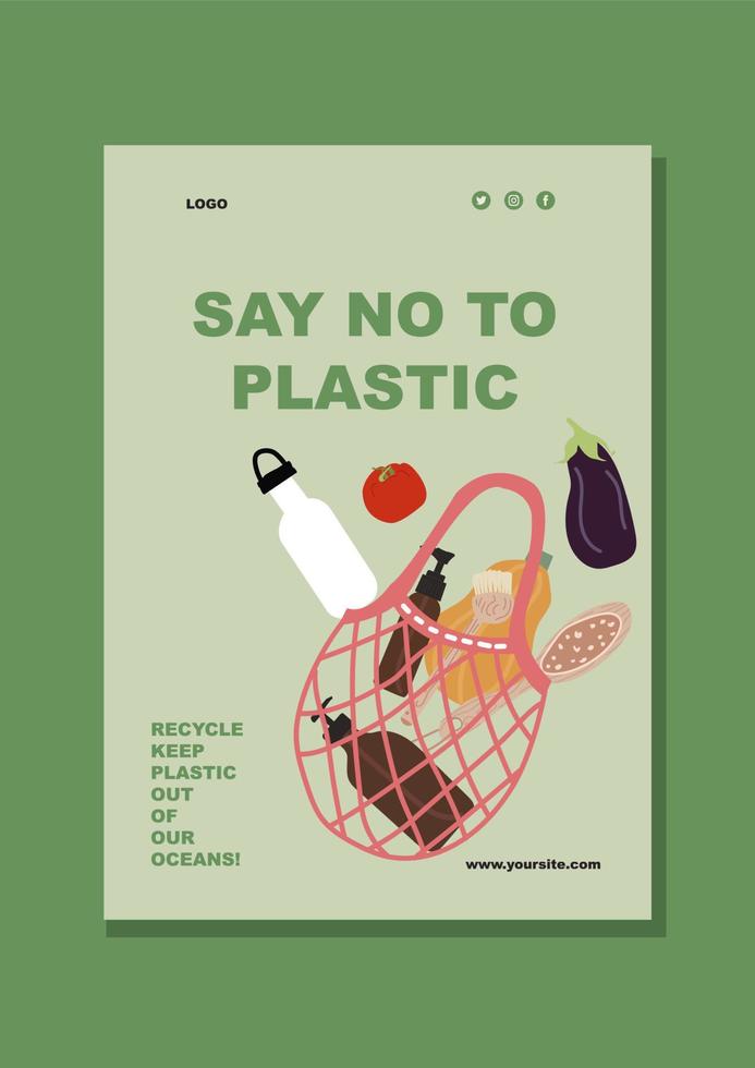 zero waste poster template vector