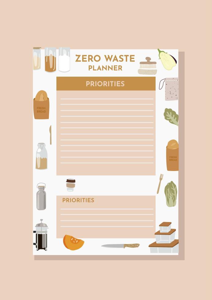 Cute peach zero waste planner 22803347 Vector Art at Vecteezy