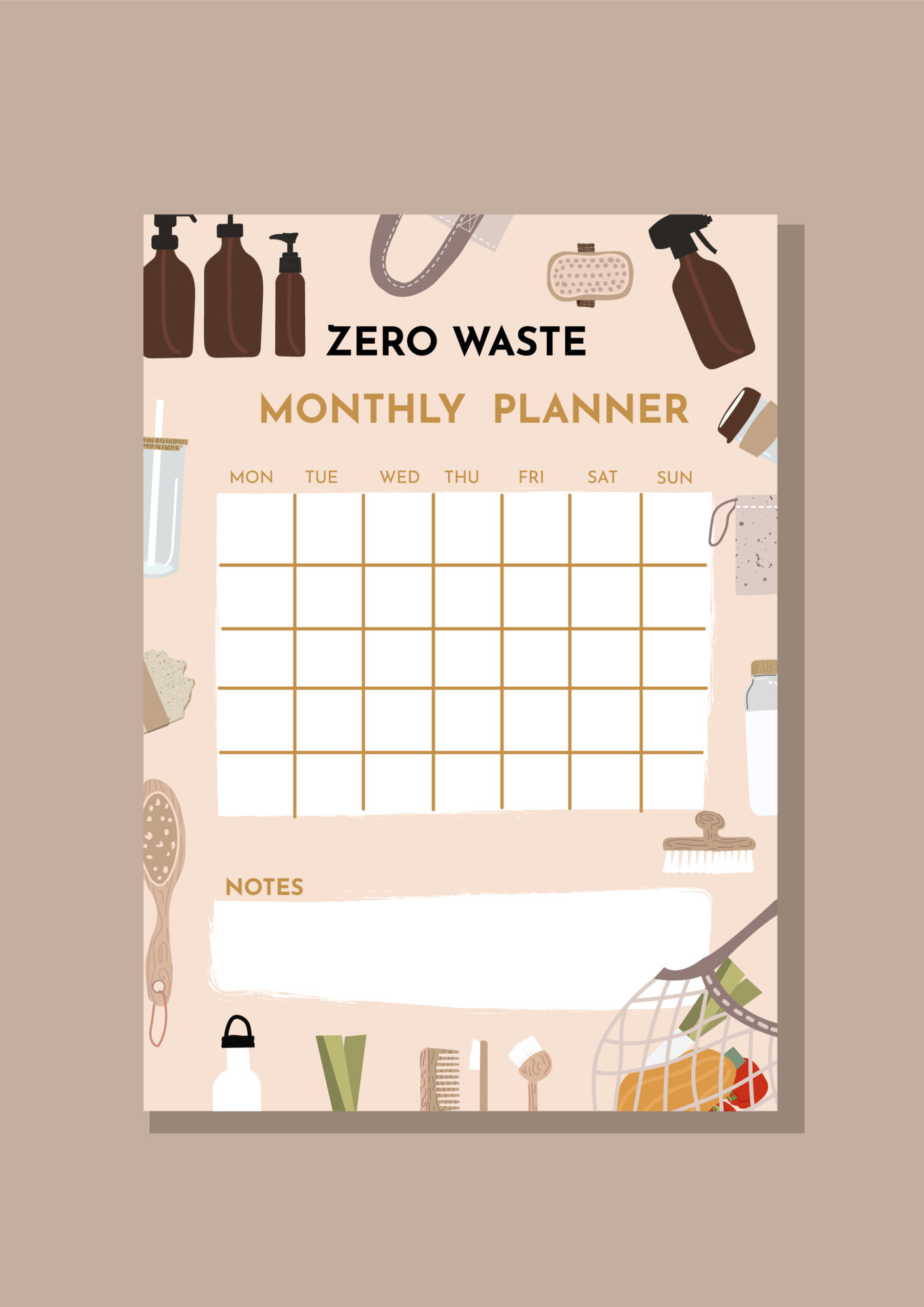 Zero waste monthly planner 22803351 Vector Art at Vecteezy