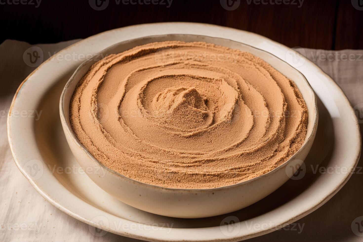 Cocoa Powder in a white bowl on a dark background. photo