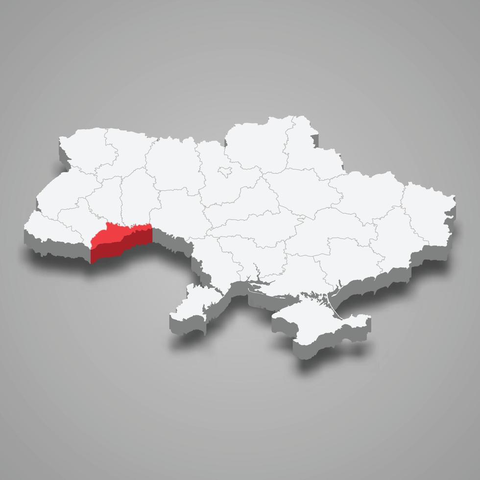 Chernivtsi Oblast. Region location within Ukraine 3d map vector