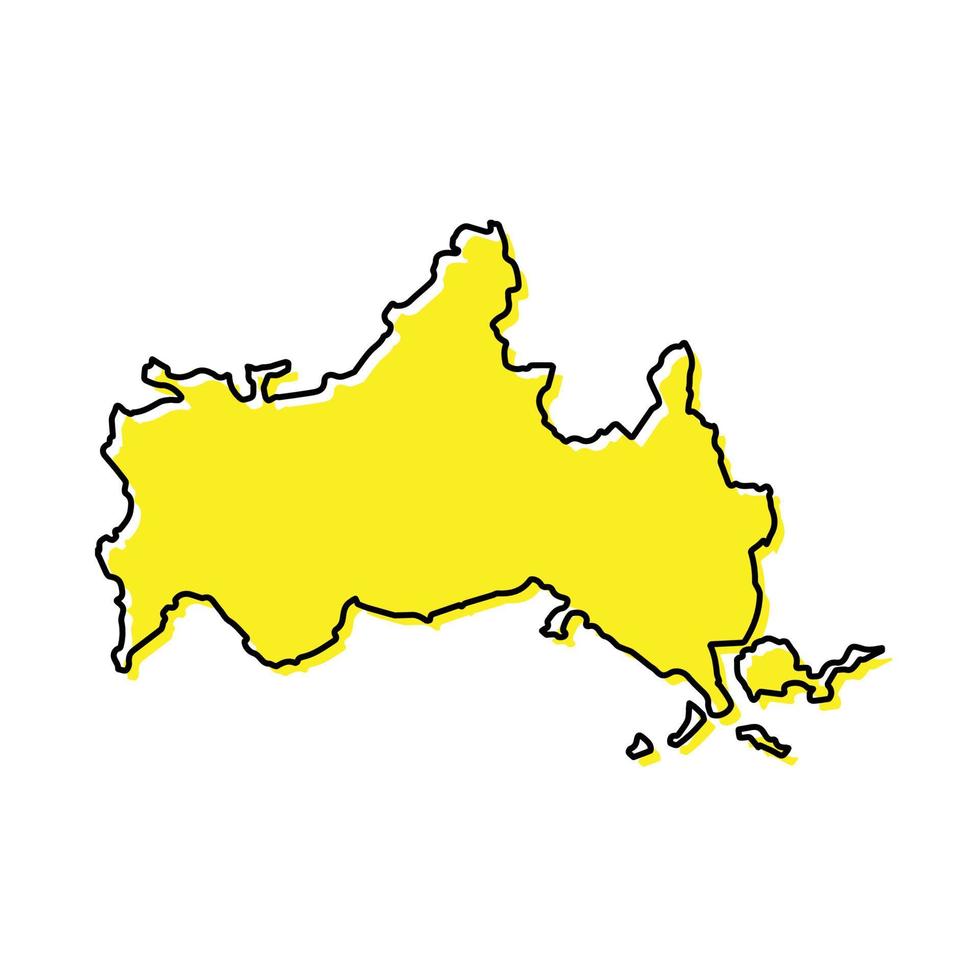 sencillo contorno mapa de yamaguchi es un prefectura de Japón vector