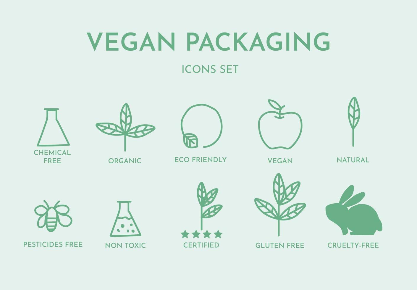 vegan food allergen icon set vector