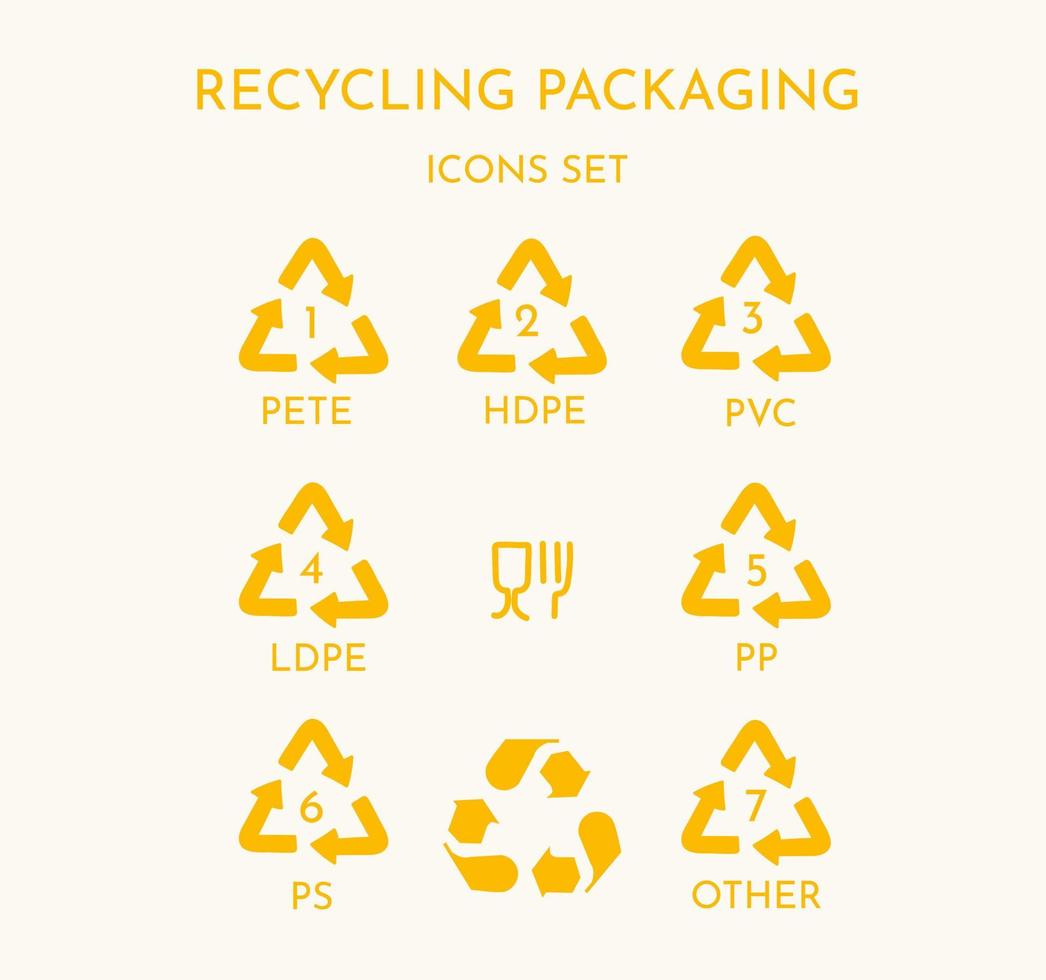 set of packaging recycle labels. vector