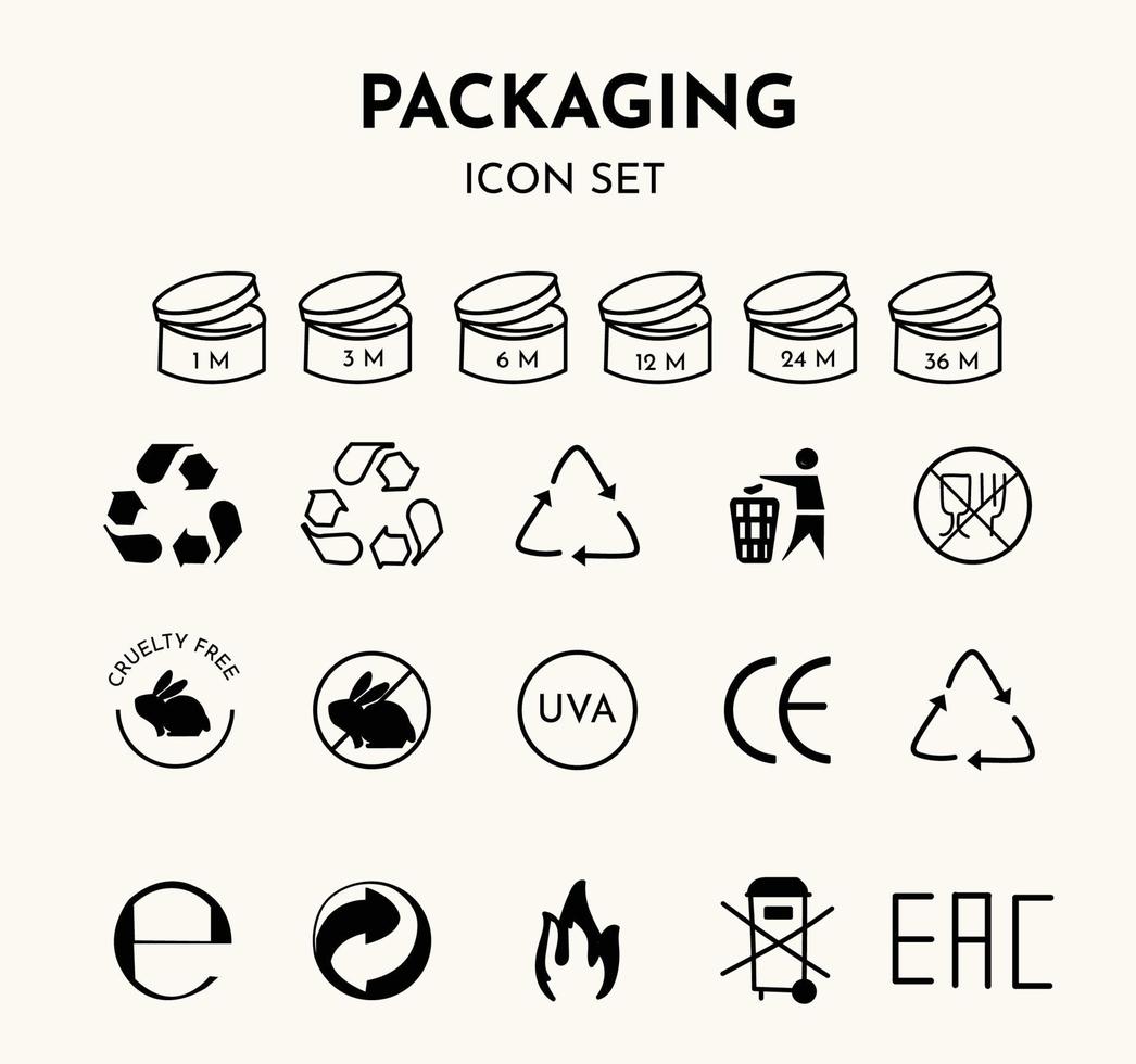 cosmetics packaging and recycling set vector