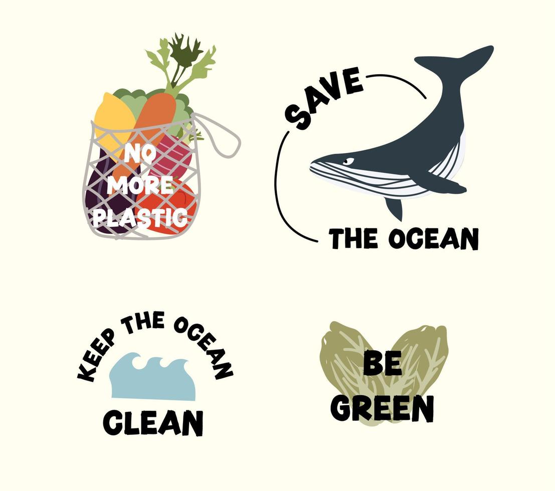 set of eco-friendly badges vector