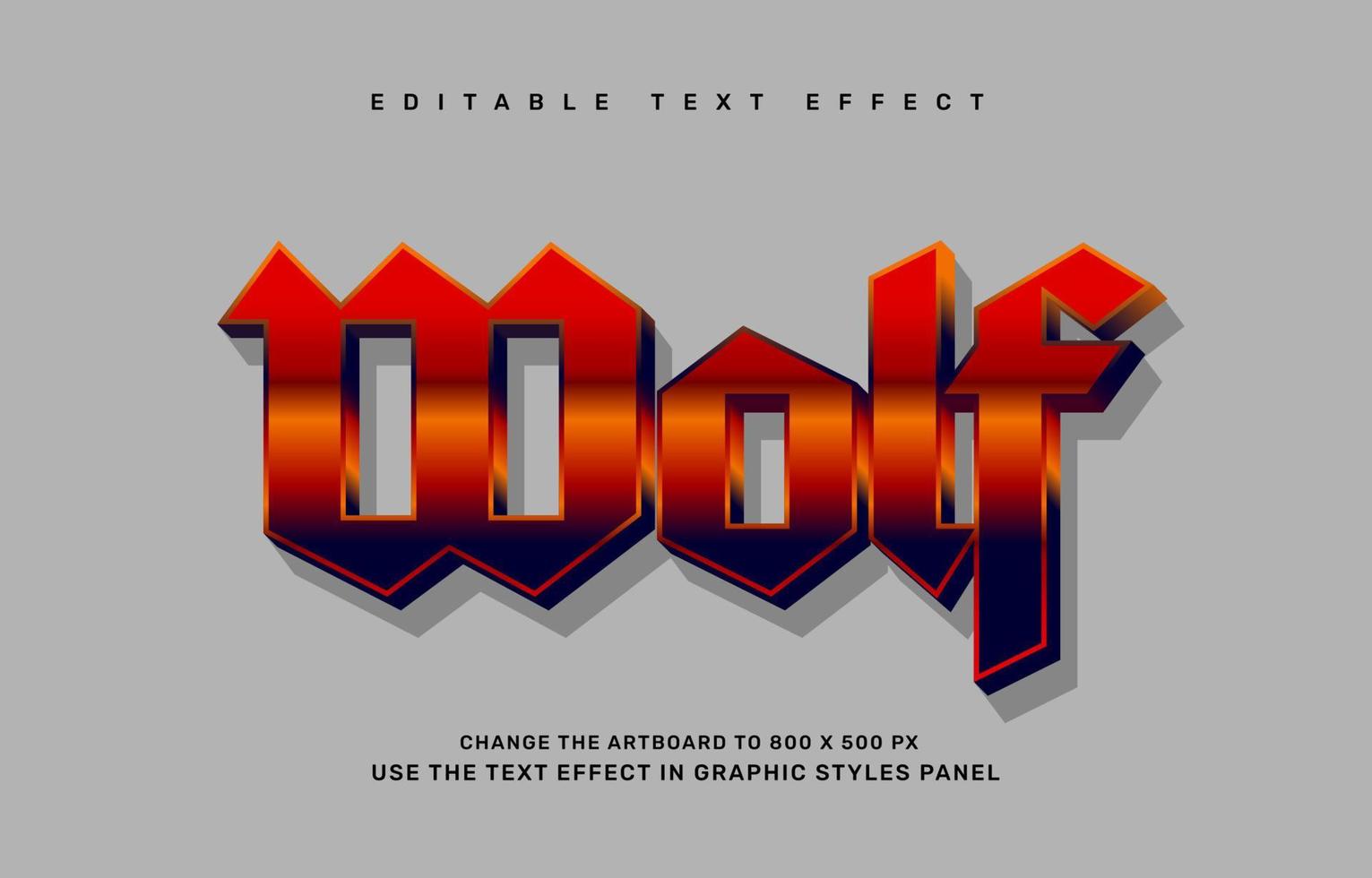 Elegant wolf editable text effect template vector