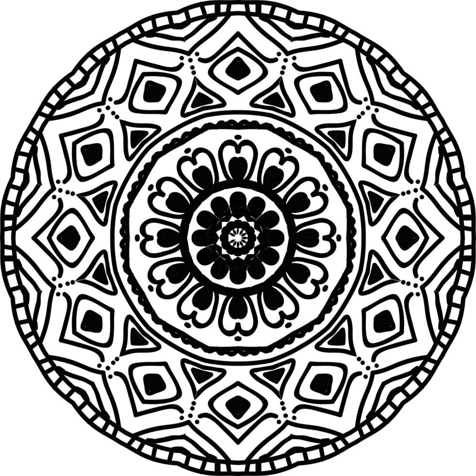 black and white floral Arabic ornamental round lace ornament vector