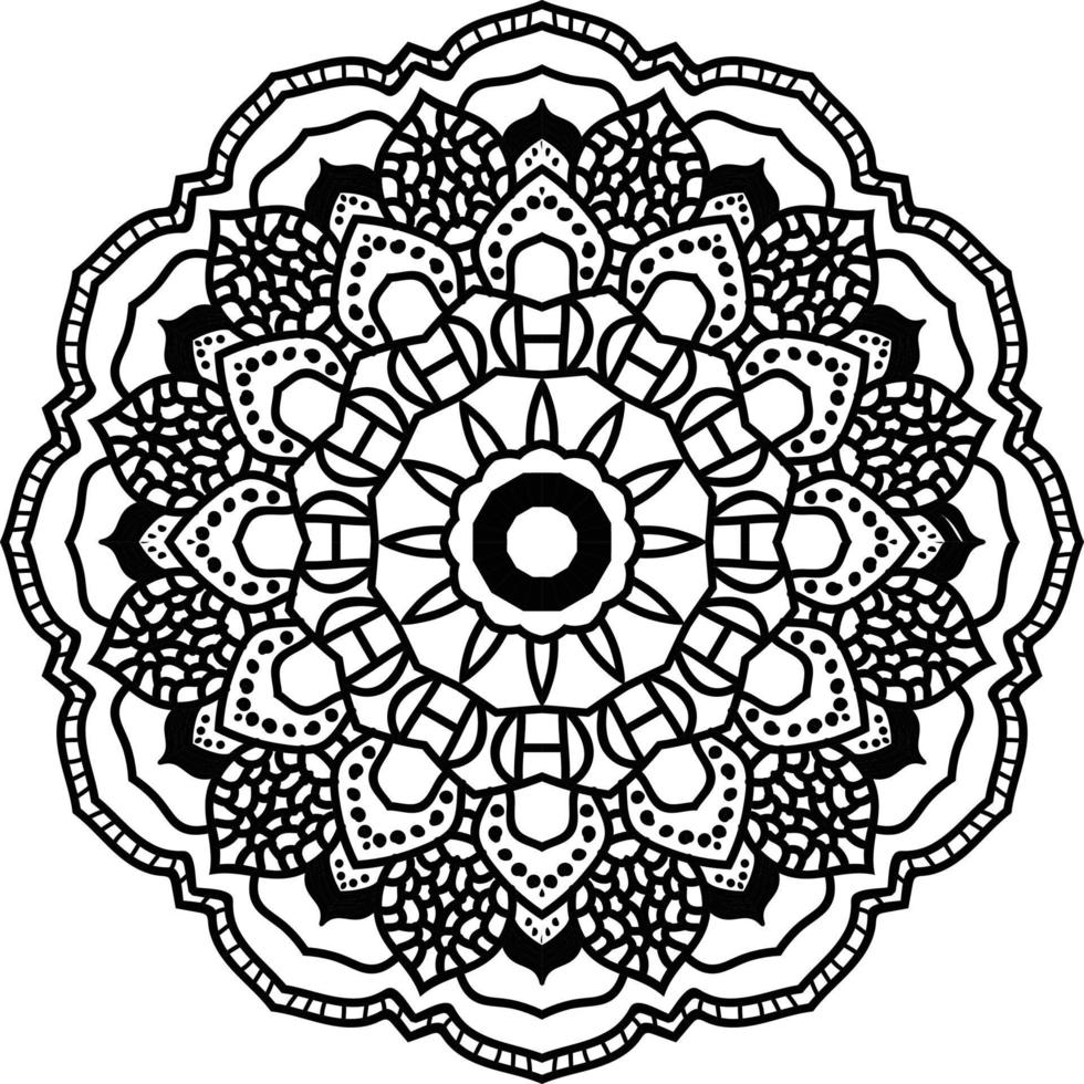 black and white floral Arabic ornamental round lace ornament vector