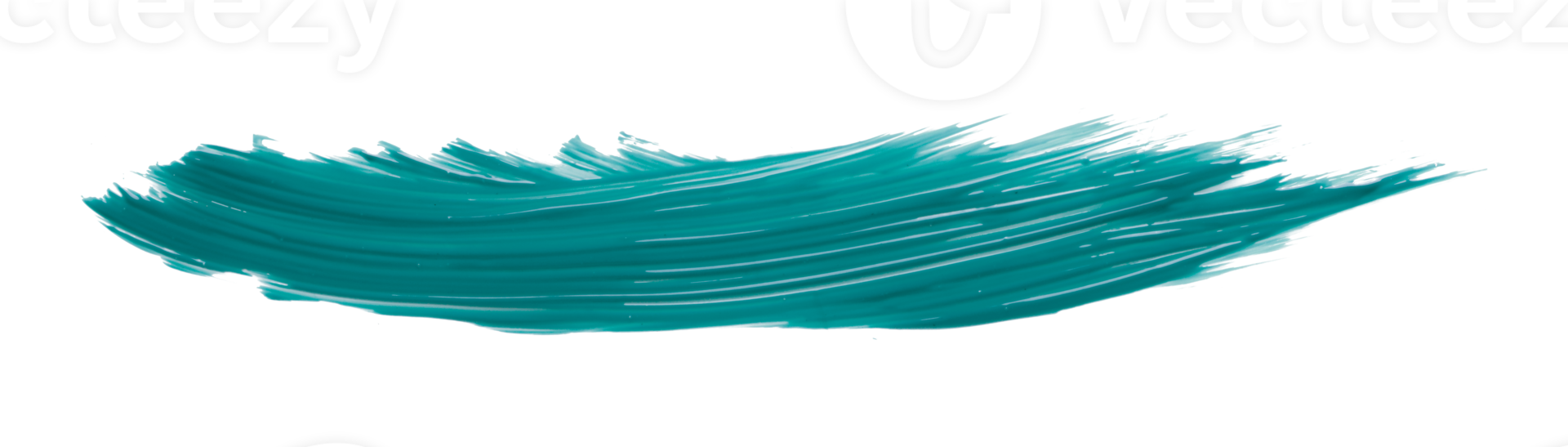 Turquoise paintbrush isolated on transparent background. deep lake green brush, png