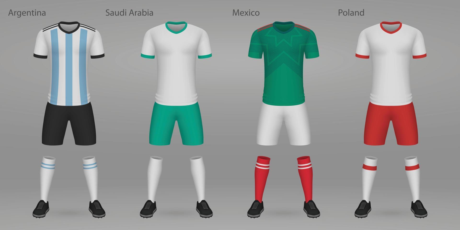 Set of football kits, shirt template vector