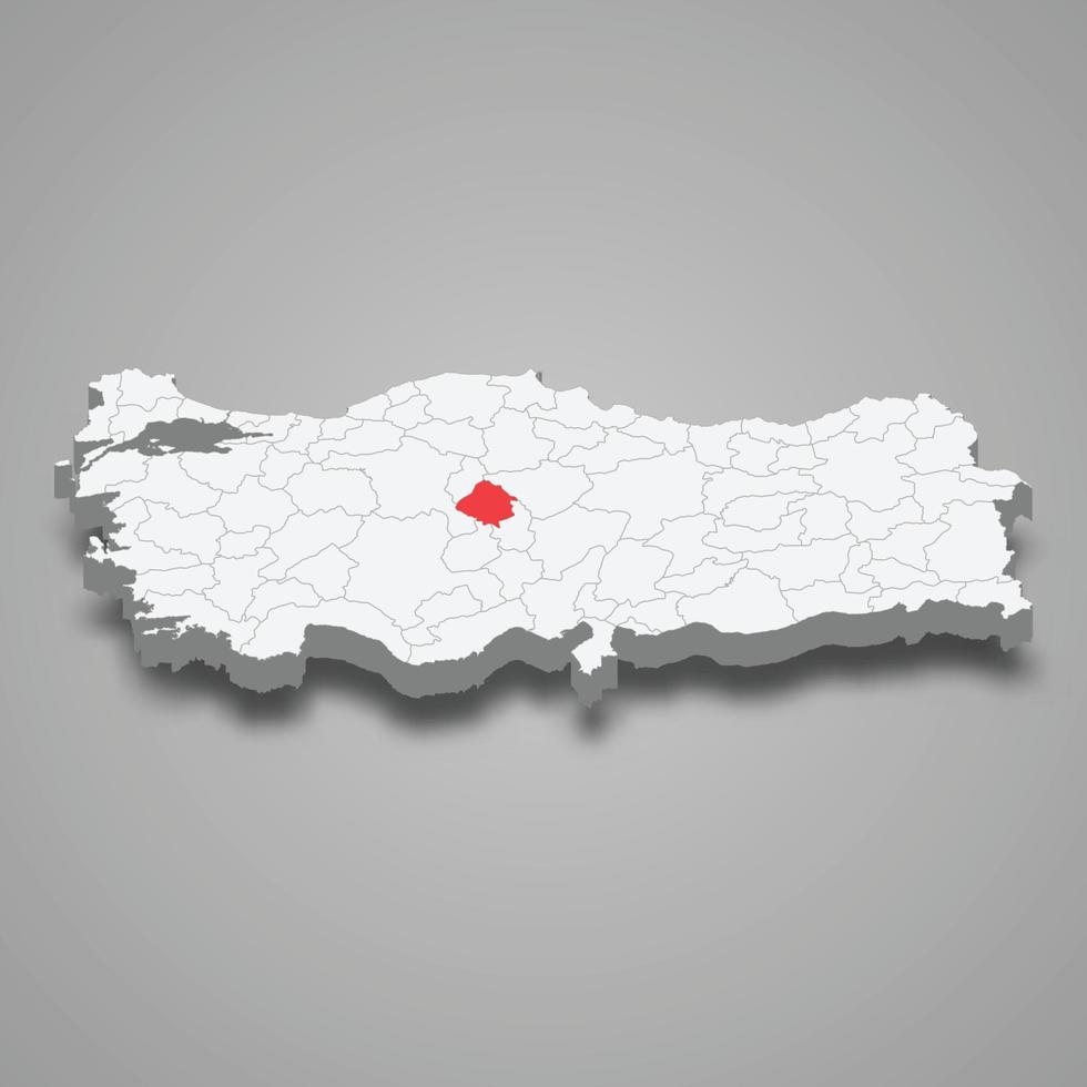 kirsehir región ubicación dentro Turquía 3d mapa vector