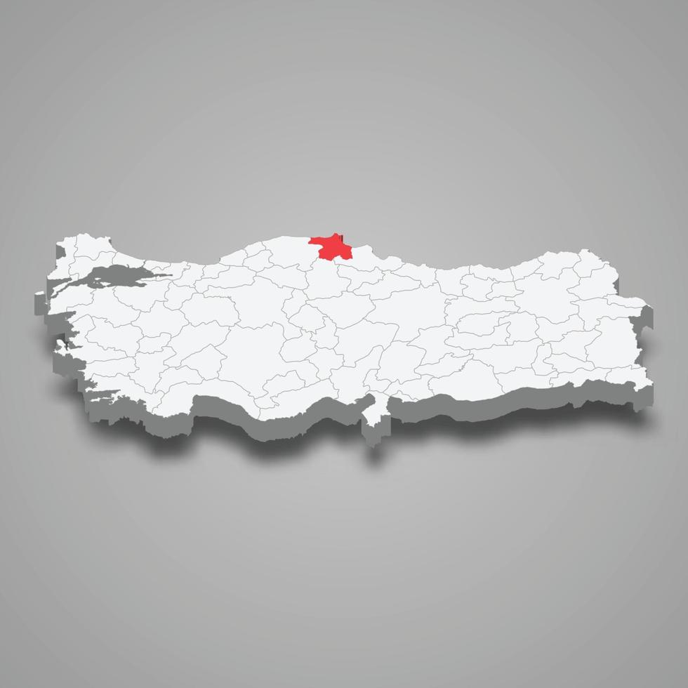 sinop región ubicación dentro Turquía 3d mapa vector