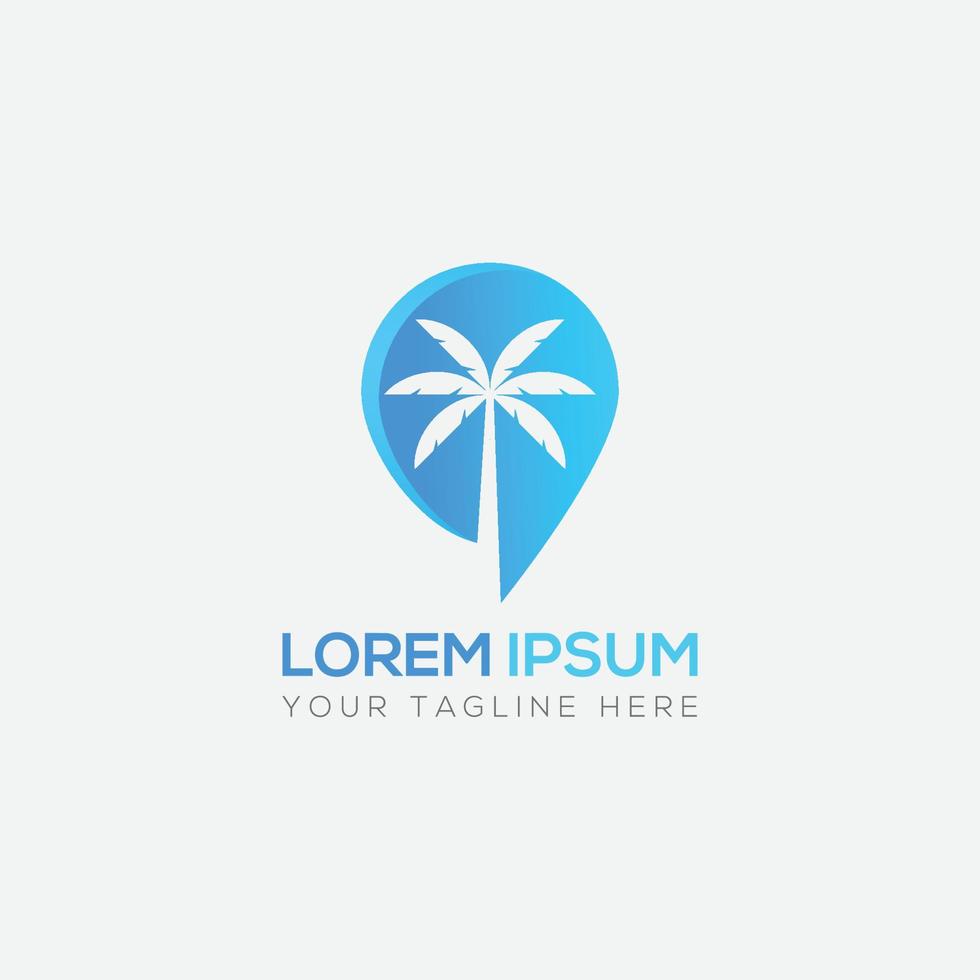 Palm tree with gradient map pointer vector logo template