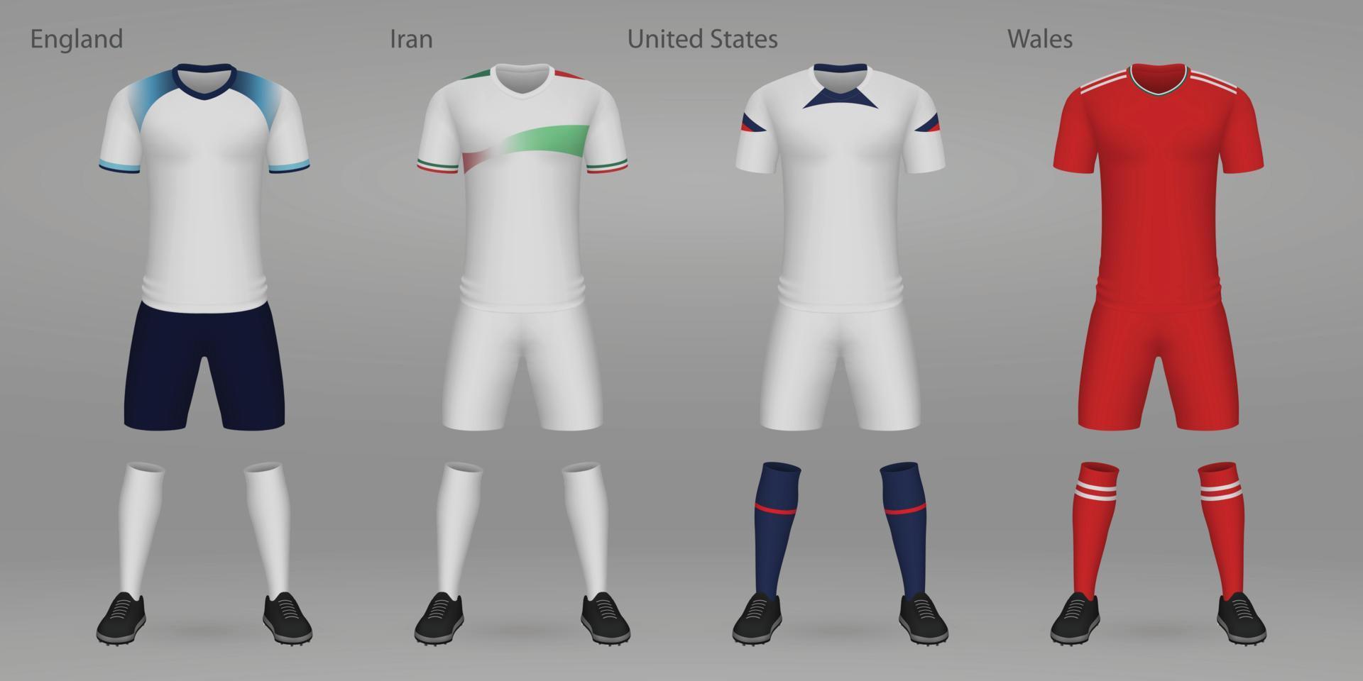 Set of football kits, shirt template vector