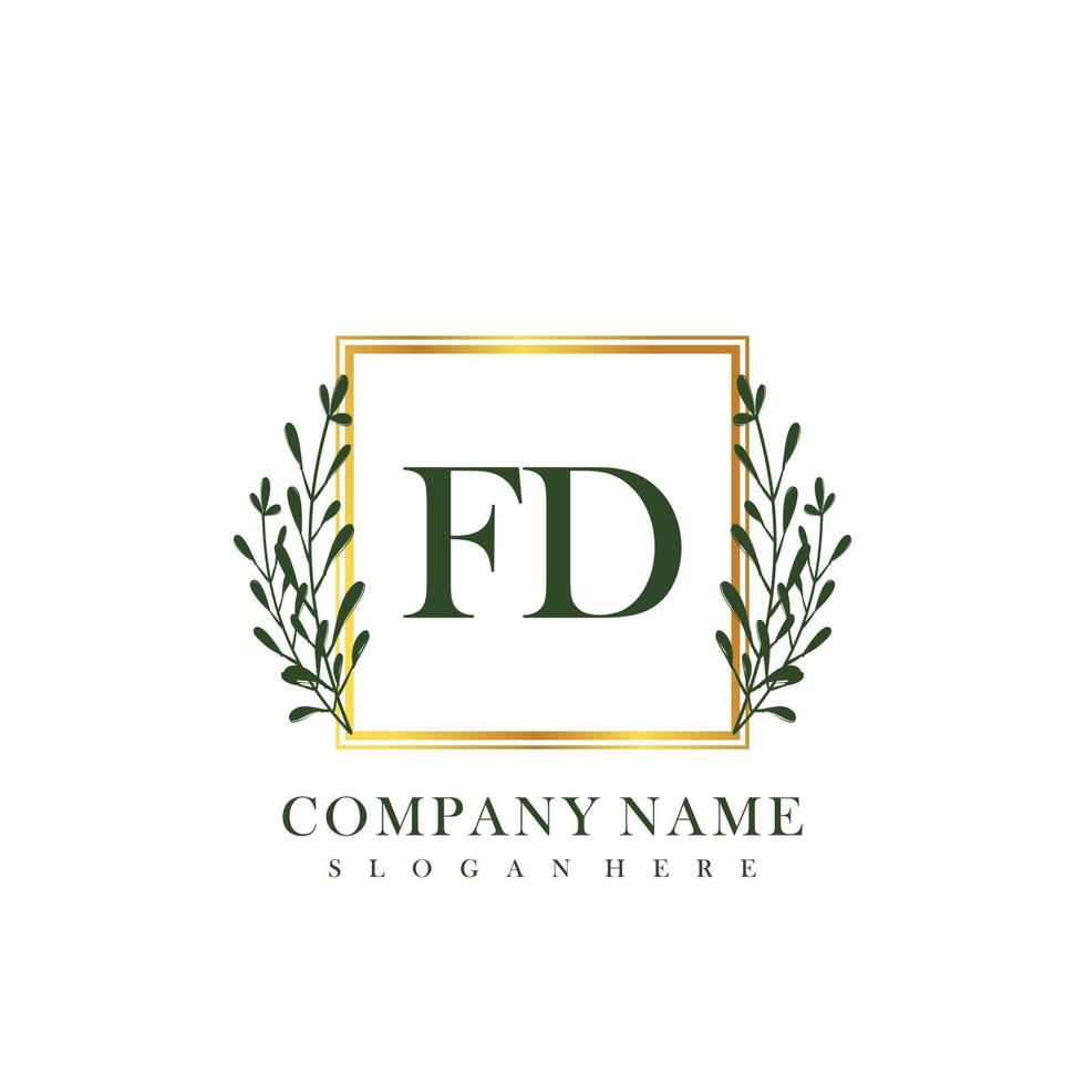 fd inicial belleza floral logo modelo vector