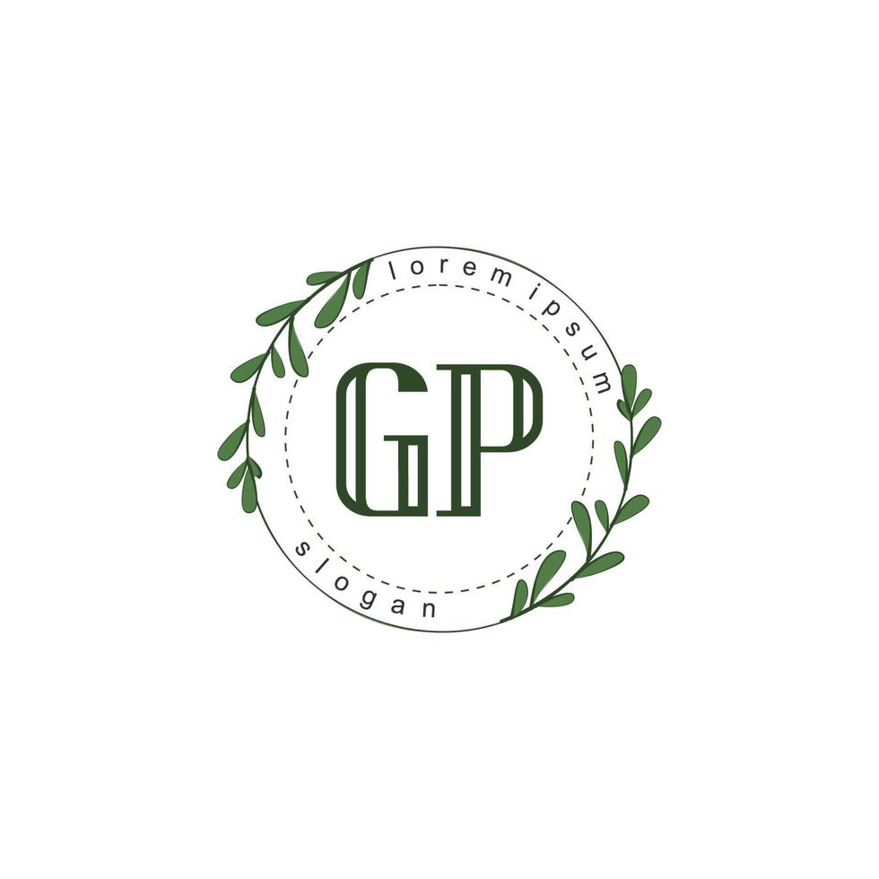 GP Initial beauty floral logo template vector