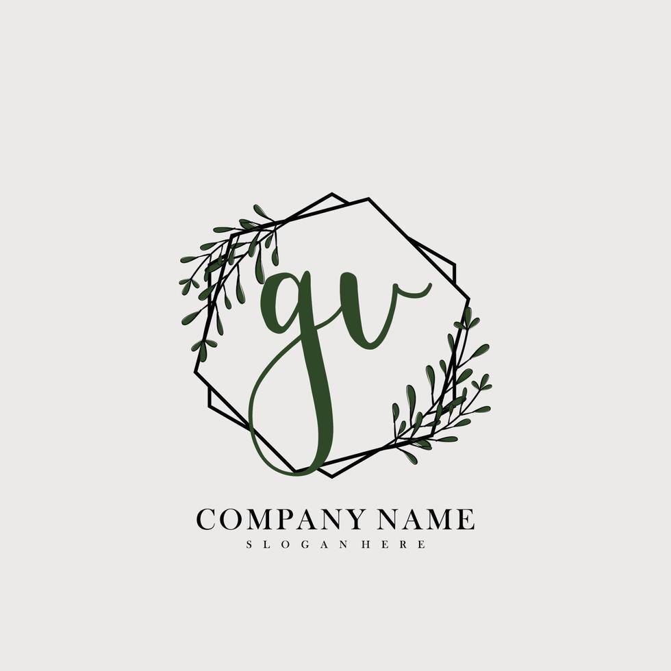 GV Initial beauty floral logo template vector