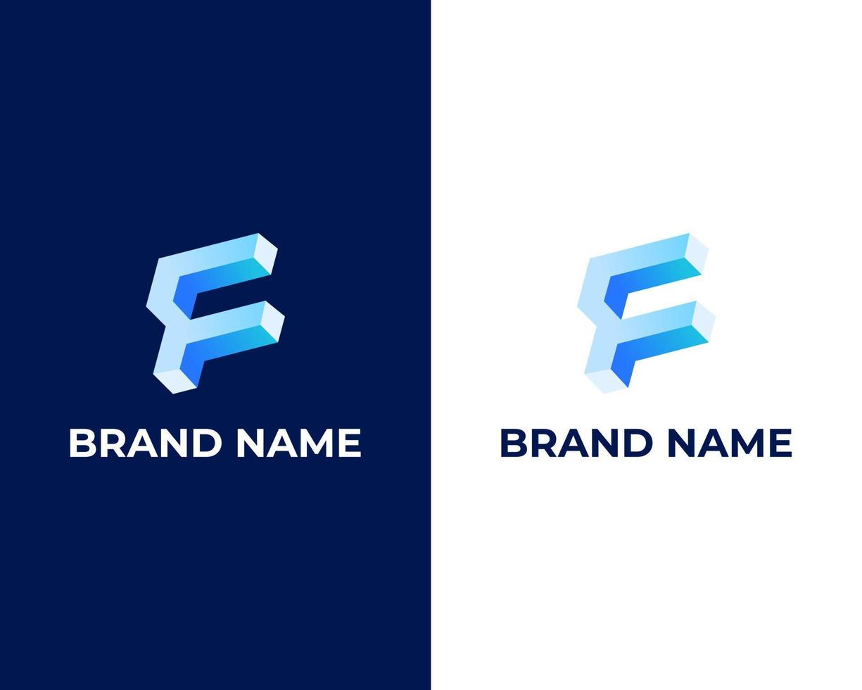 Simple Modern Trendy 3d letter f logo for technology company vector