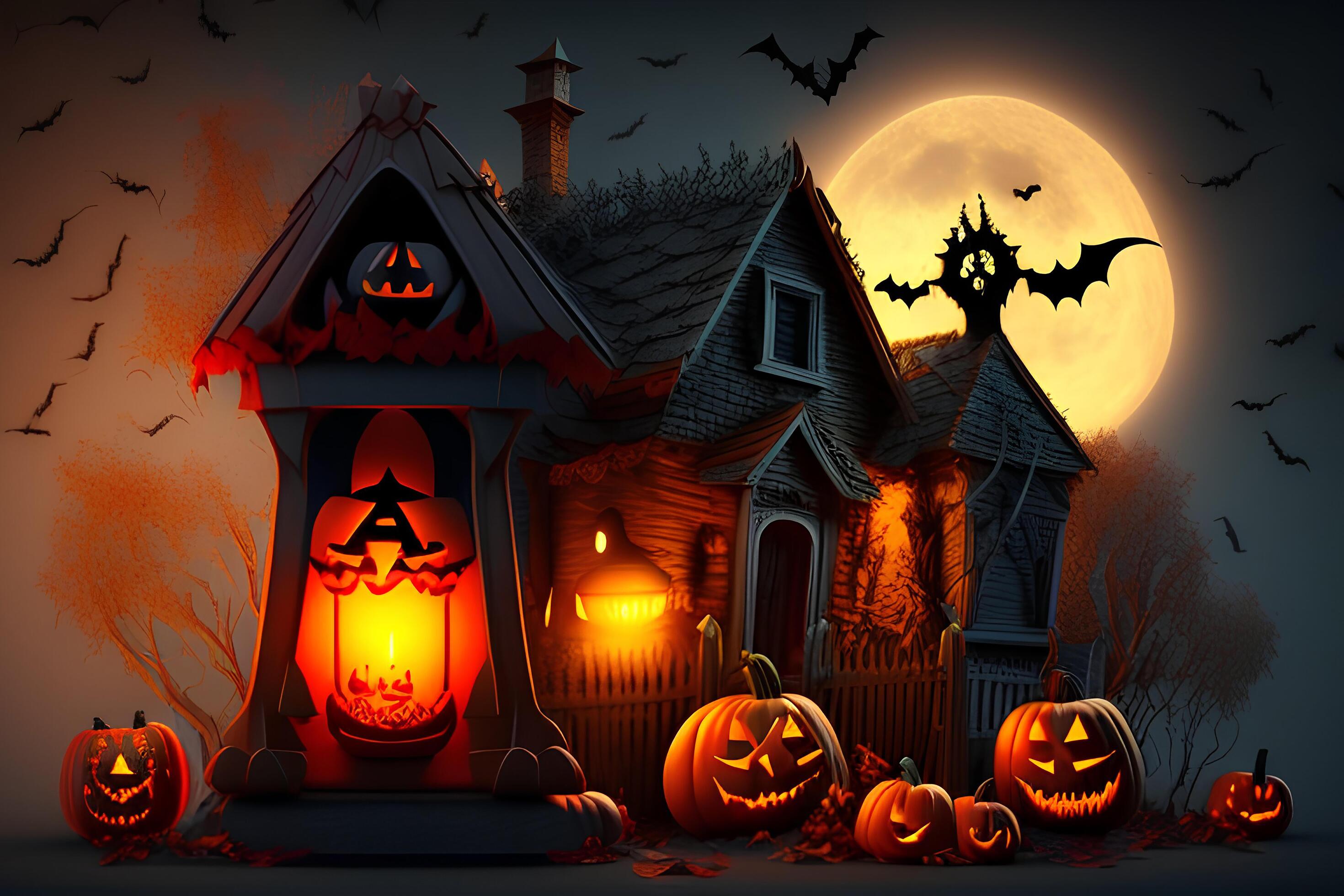 Realistic Halloween festival illustrat halloween night pictures for ...