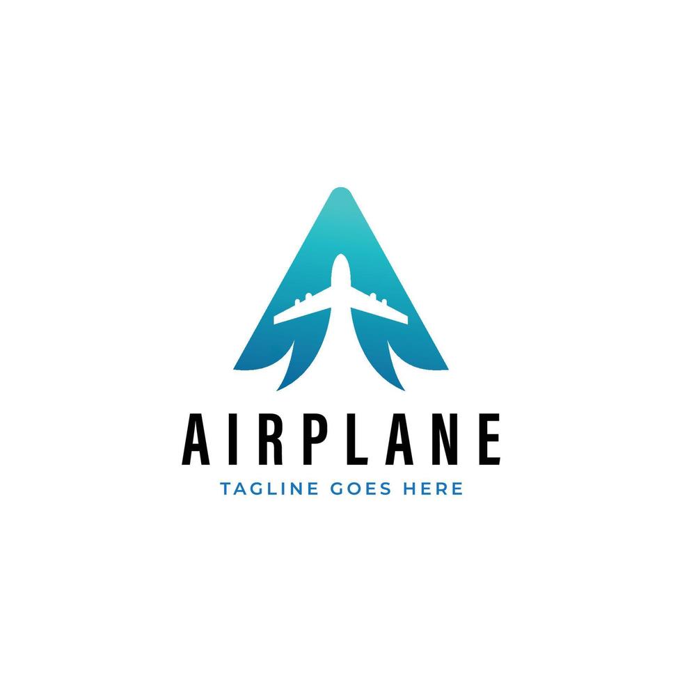 The combination of an airplane logo with the letter A is suitable for travel logos, flights, expeditions, and similar purposes vector