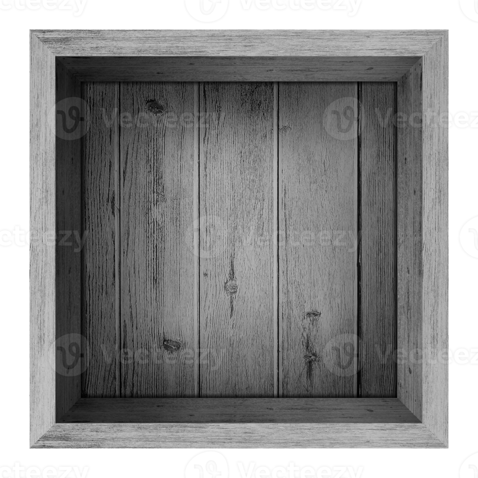 wooden box or wooden crate top view made of ideas isolated on 