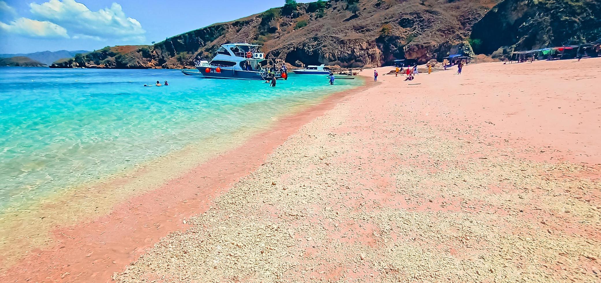 Pink beach view of Komodo Island, West Nusa Tenggara, Indonesia photo