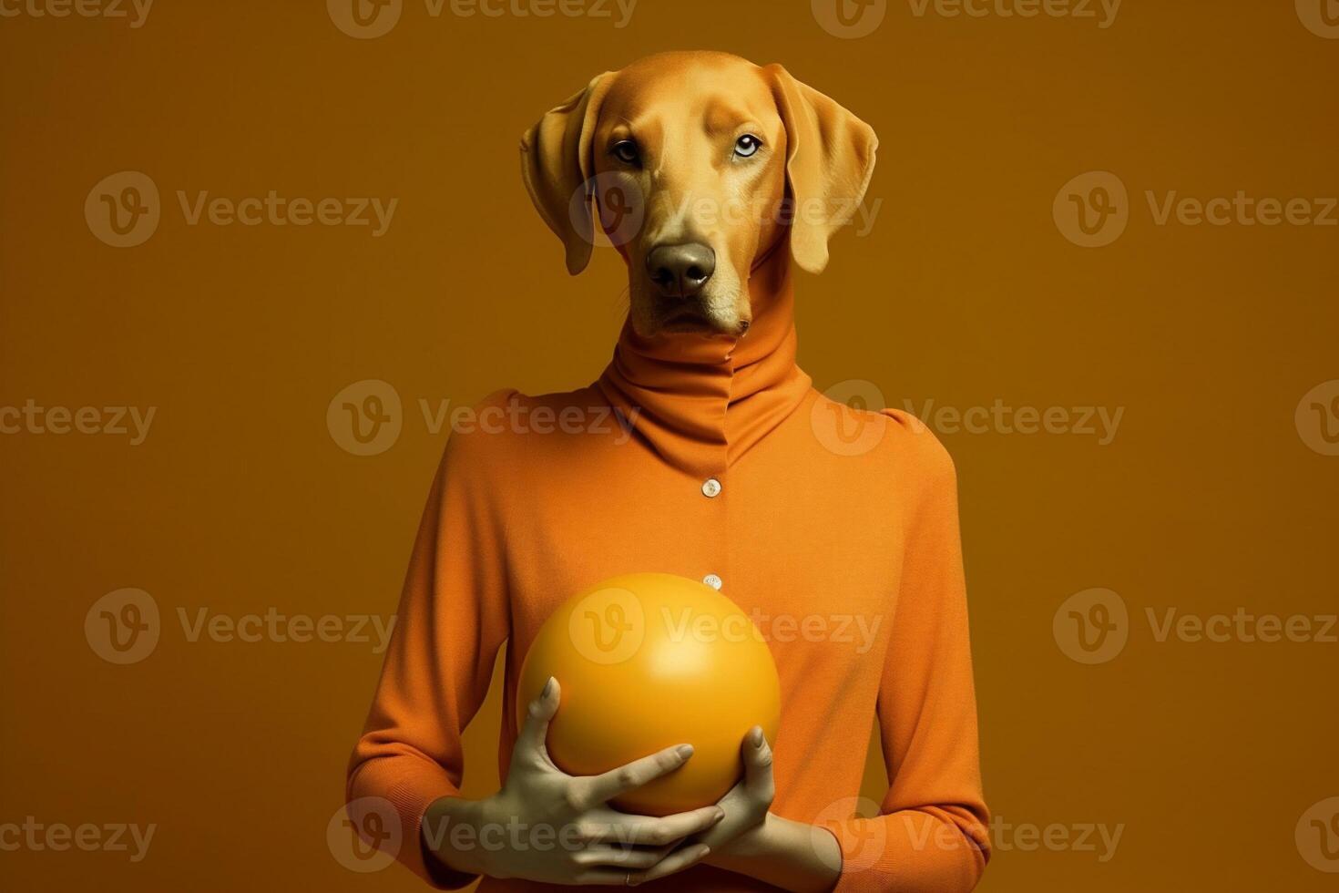 Weimaraner dog in futuristic style photo