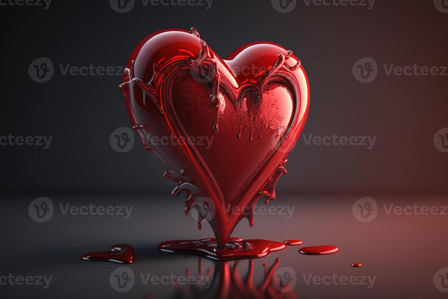 Big red heart for Valentine's day, love gift concept, on a dark background. . photo
